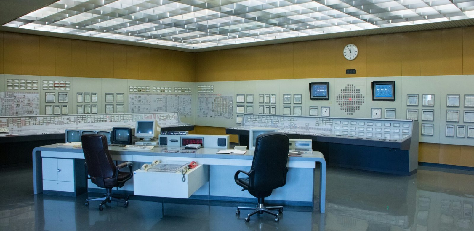 Security control room with CCTV monitoring screens used by a commercial security provider
