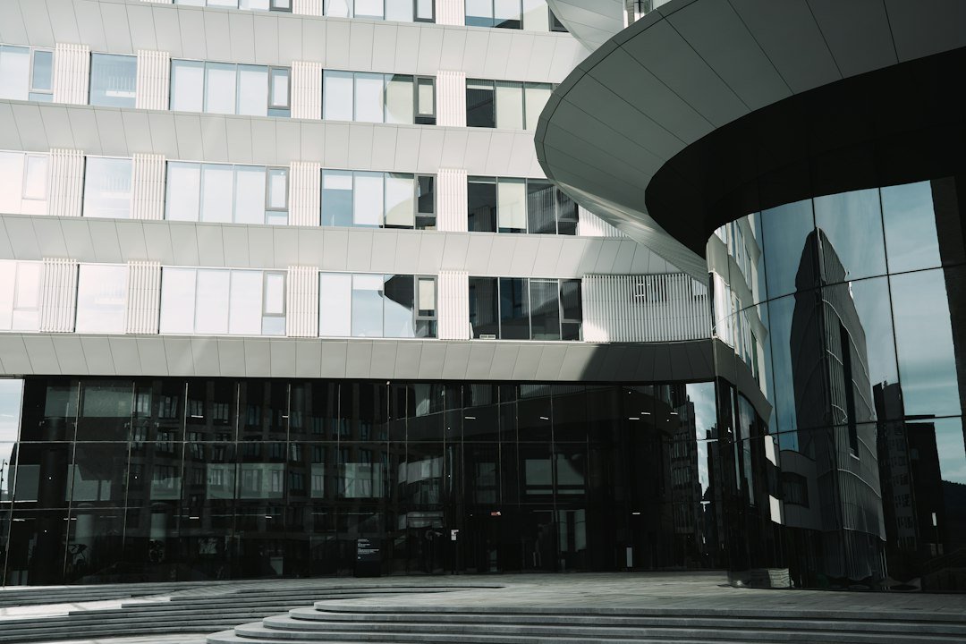 Modern commercial building entrance